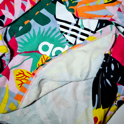 Adidas Originals x FARM Rio Tropical Monstera Cropped Hoodie Trefoil Logo Pullover - Size XL