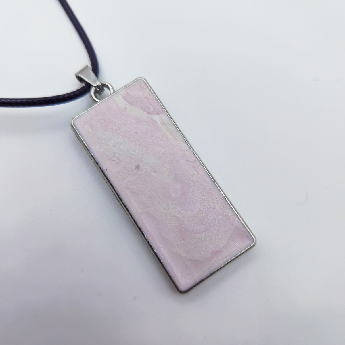 Coffin Pendant Necklace - Set in Bezel on Adjustable Black Cord