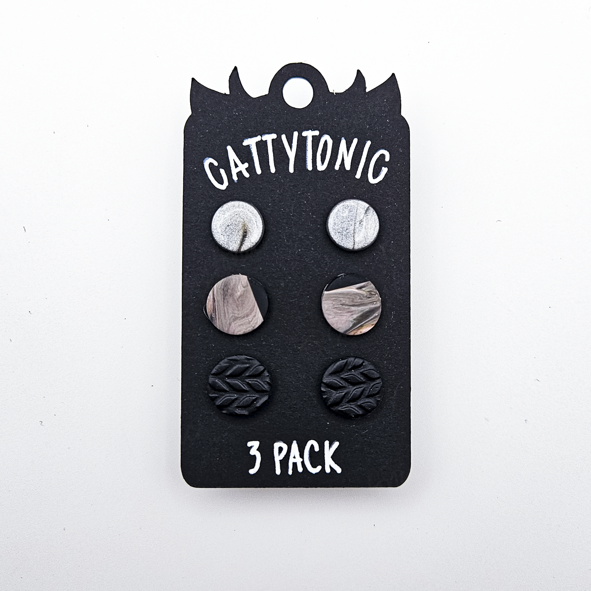 3 Pack Stud Earrings - Clay and Stainless Steel