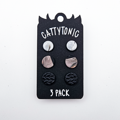 3 Pack Stud Earrings - Clay and Stainless Steel