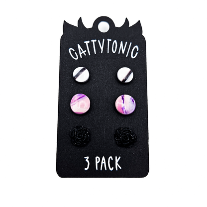 3 Pack Stud Earrings - Clay and Stainless Steel