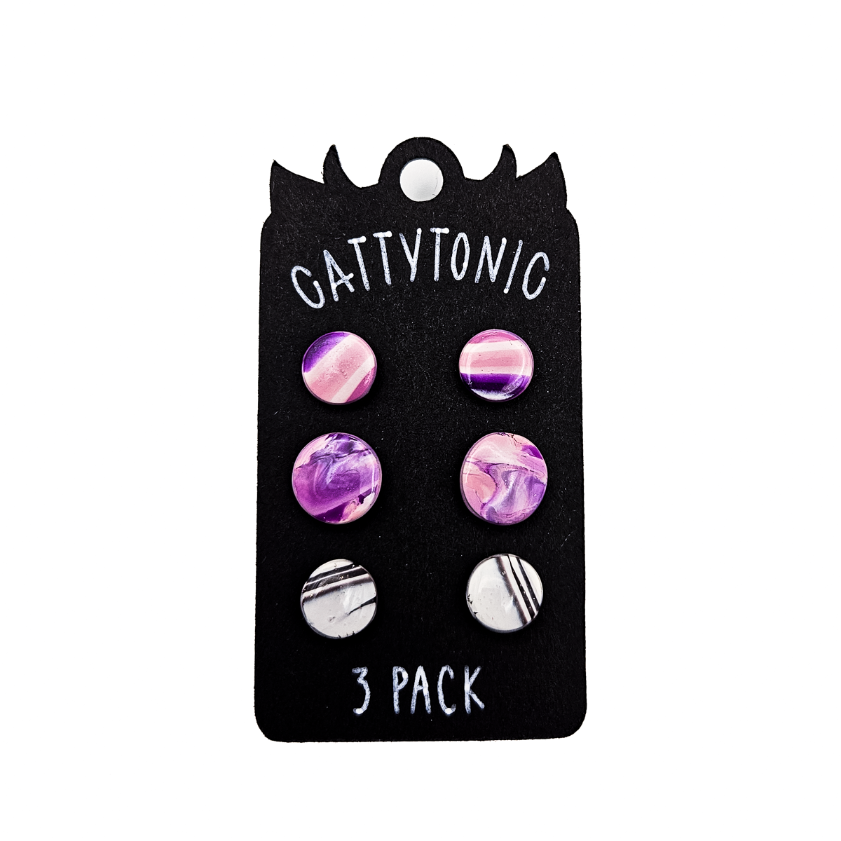 3 Pack Stud Earrings - Clay and Stainless Steel
