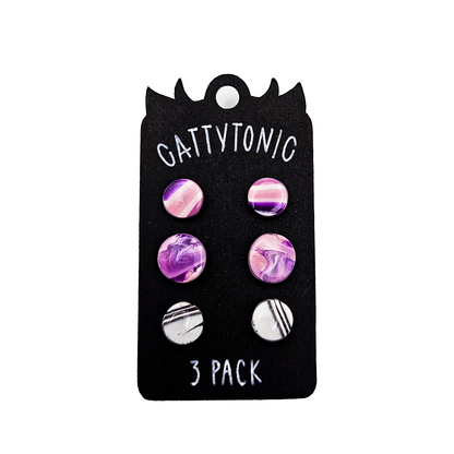 3 Pack Stud Earrings - Clay and Stainless Steel