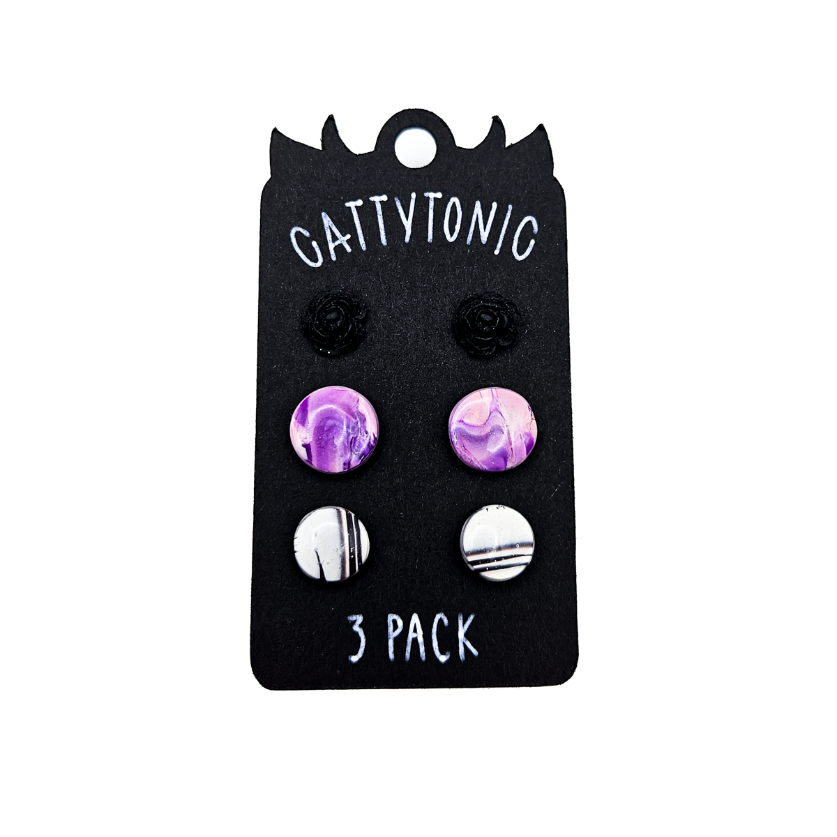 3 Pack Stud Earrings - Clay and Stainless Steel