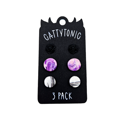 3 Pack Stud Earrings - Clay and Stainless Steel
