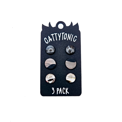 3 Pack Stud Earrings - Clay and Stainless Steel