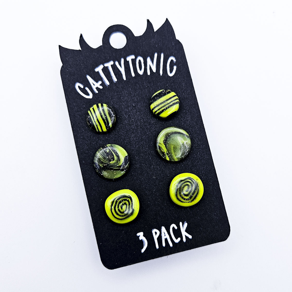 3 Pack Stud Earrings - Clay and Stainless Steel