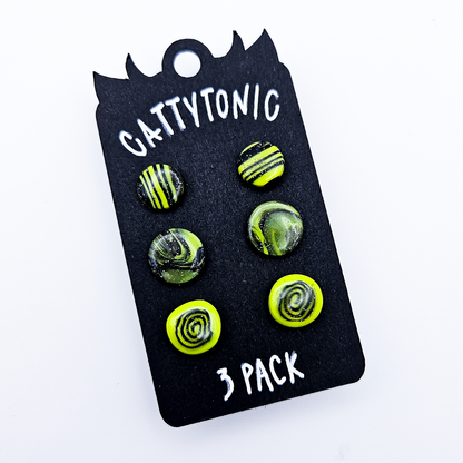 3 Pack Stud Earrings - Clay and Stainless Steel