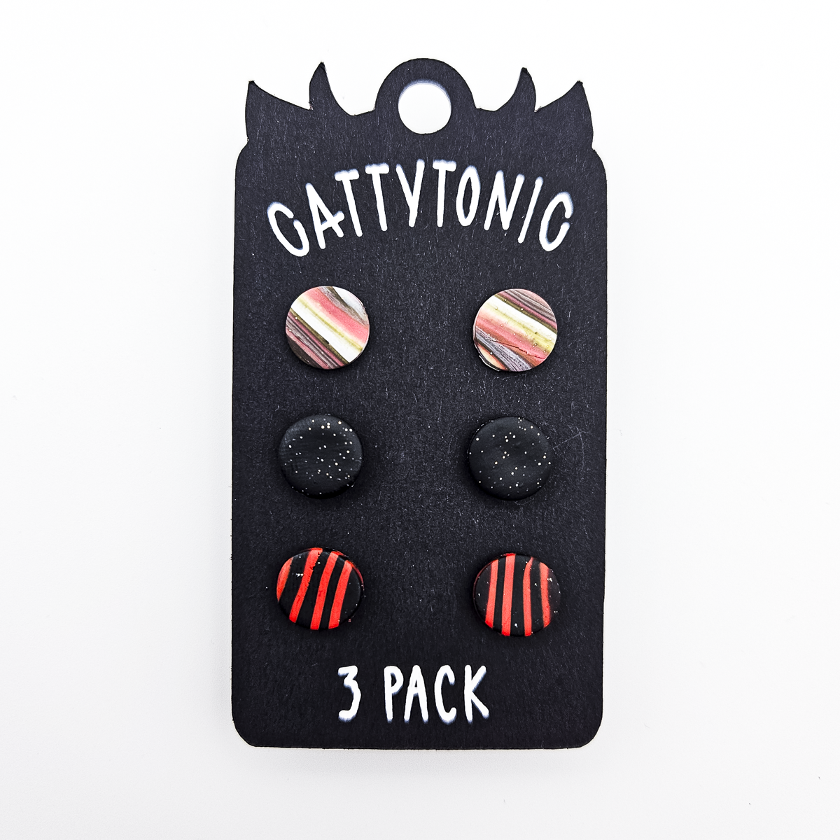 3 Pack Stud Earrings - Clay and Stainless Steel
