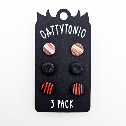 3 Pack Stud Earrings - Clay and Stainless Steel