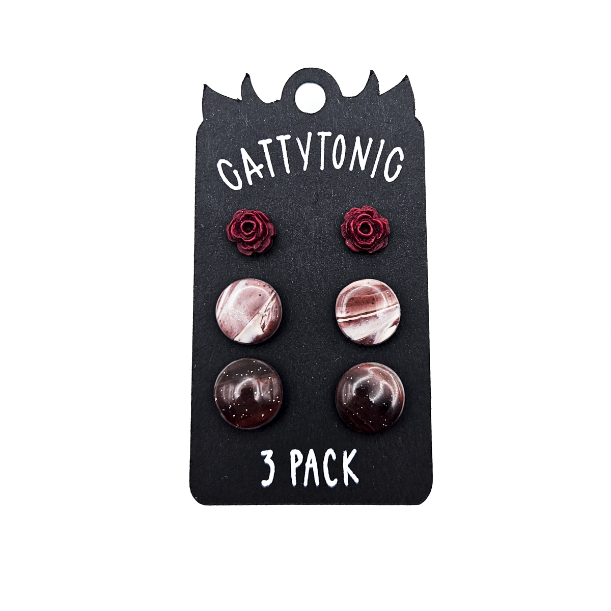 3 Pack Stud Earrings - Clay and Stainless Steel