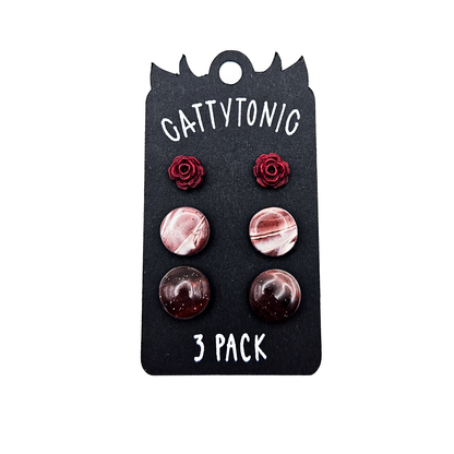 3 Pack Stud Earrings - Clay and Stainless Steel
