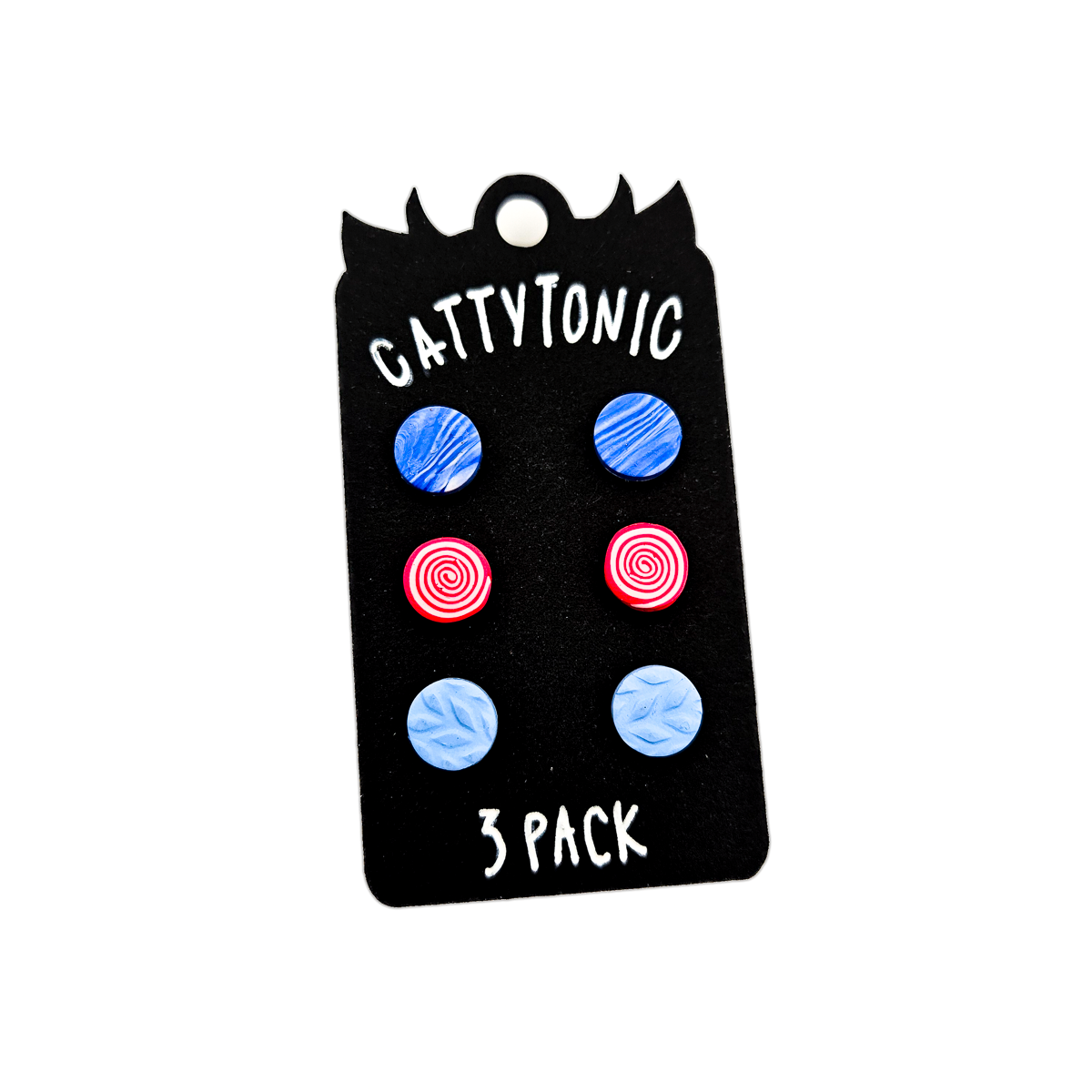 3 Pack Stud Earrings - Clay and Stainless Steel