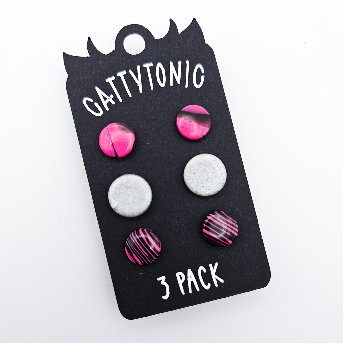 3 Pack Stud Earrings - Clay and Stainless Steel