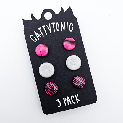 3 Pack Stud Earrings - Clay and Stainless Steel