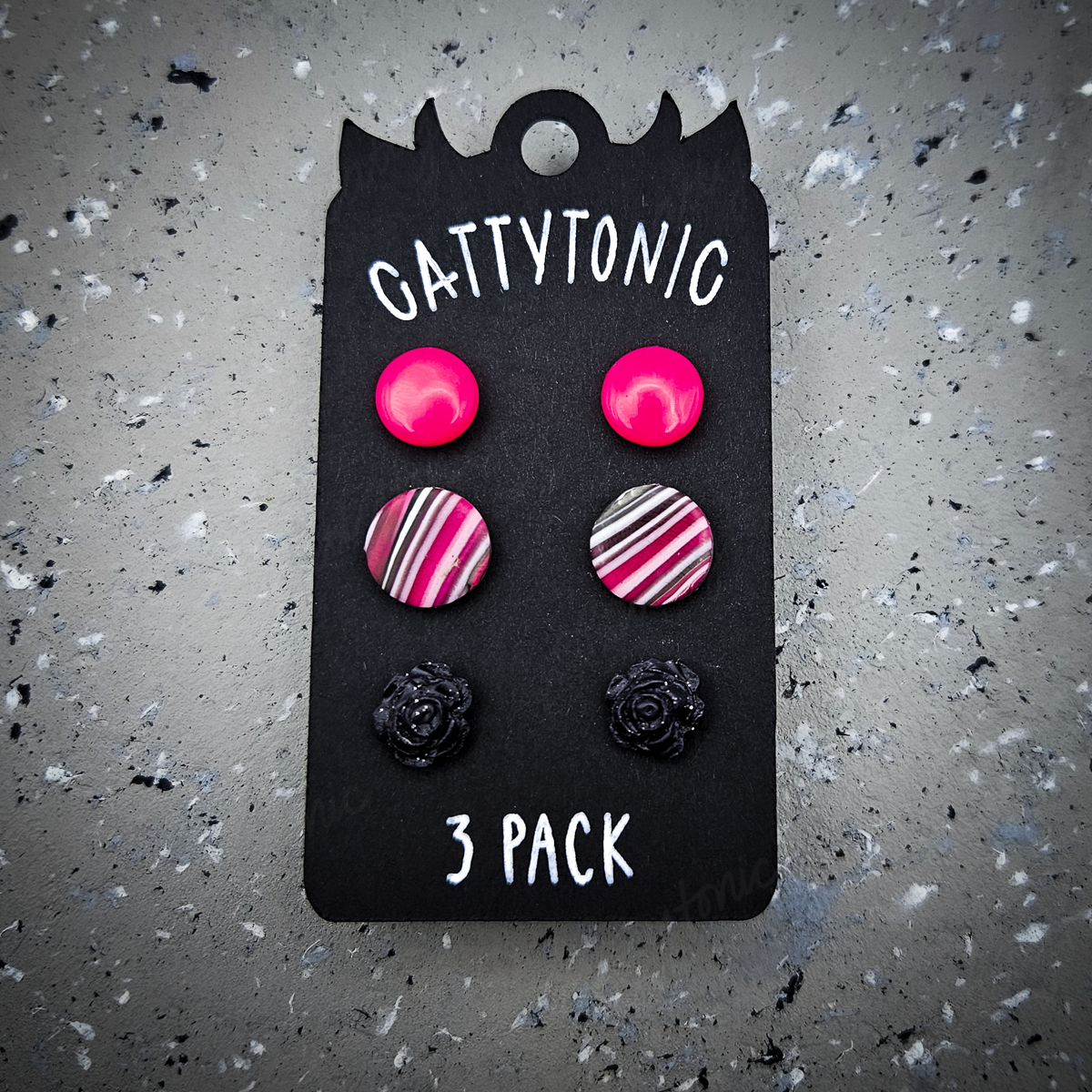 3 Pack Stud Earrings - Clay and Stainless Steel