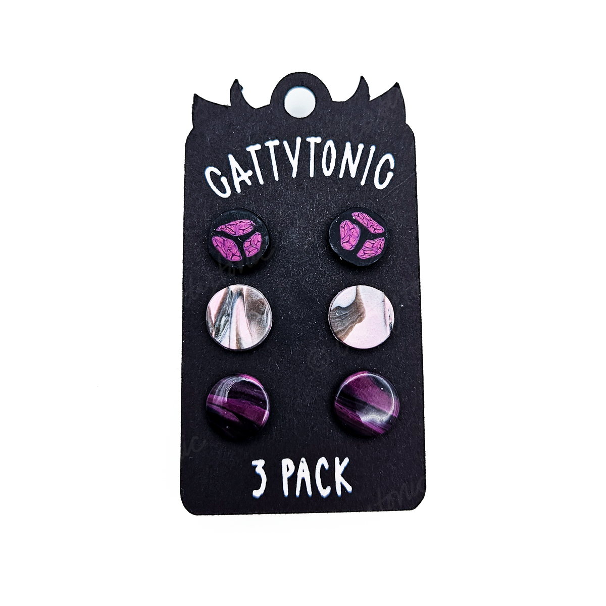 3 Pack Stud Earrings - Clay and Stainless Steel