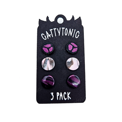3 Pack Stud Earrings - Clay and Stainless Steel