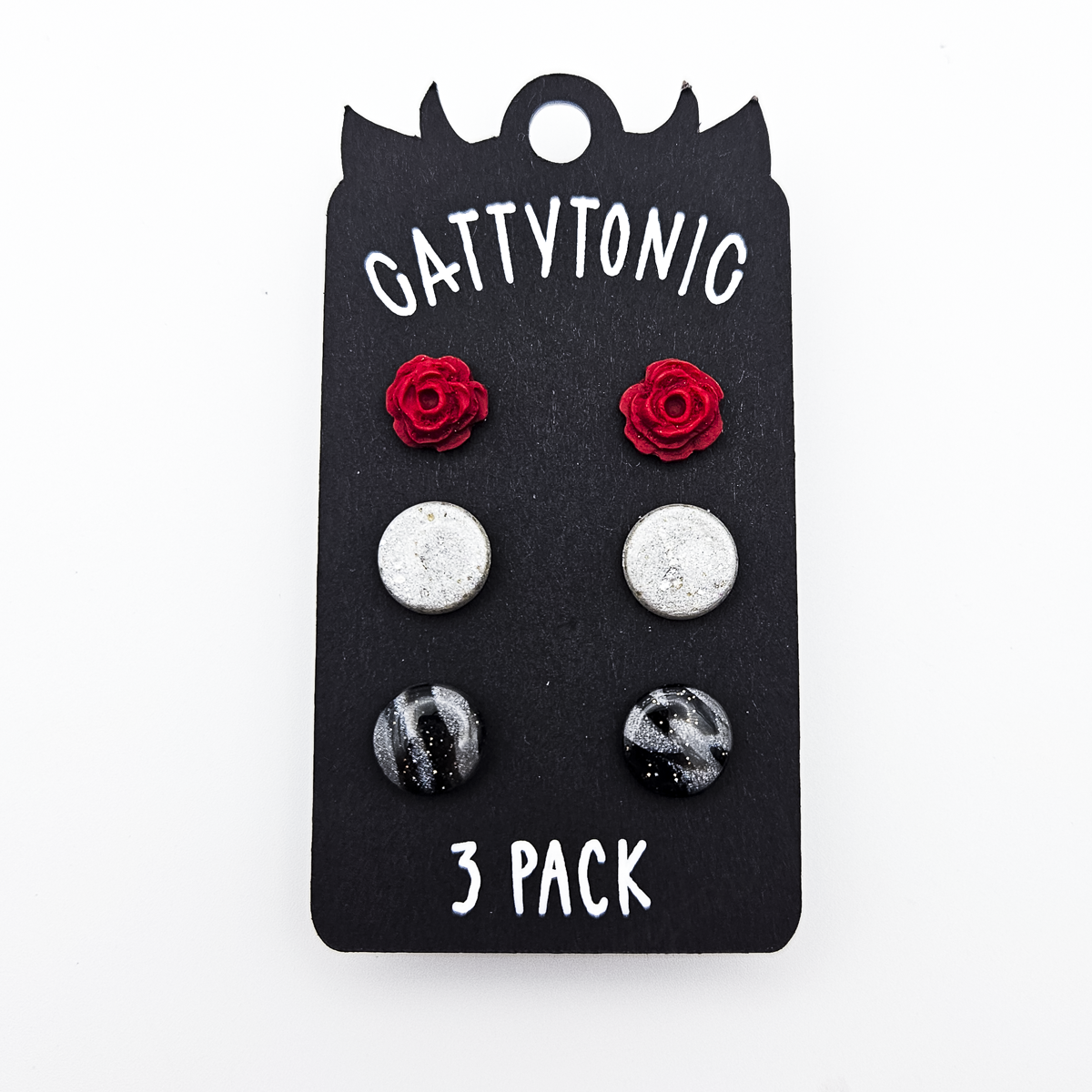 3 Pack Stud Earrings - Clay and Stainless Steel
