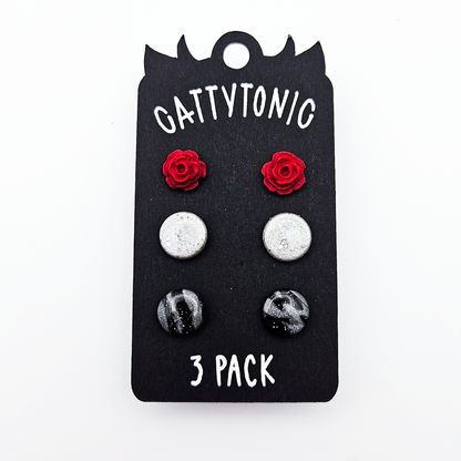 3 Pack Stud Earrings - Clay and Stainless Steel
