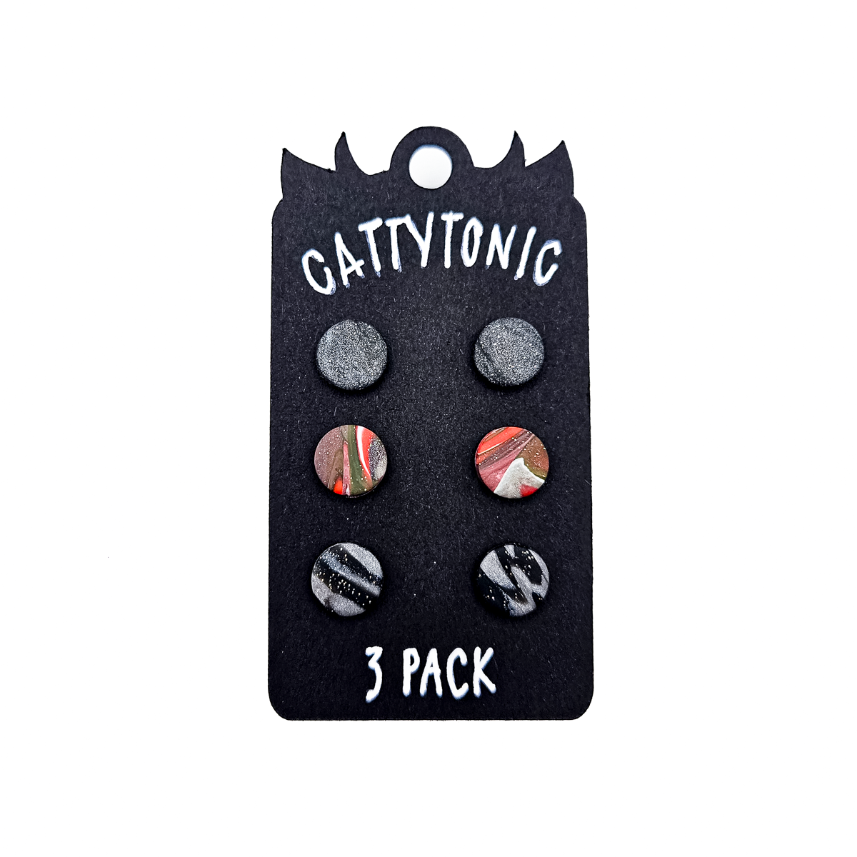 3 Pack Stud Earrings - Clay and Stainless Steel