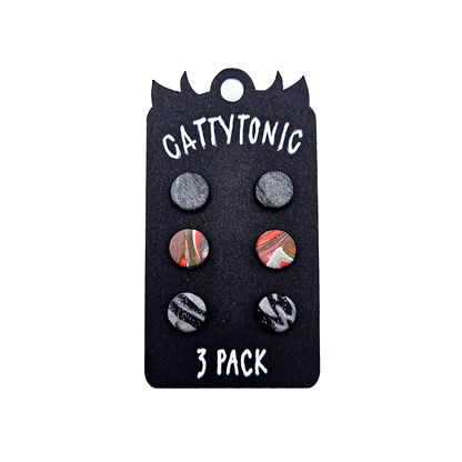 3 Pack Stud Earrings - Clay and Stainless Steel