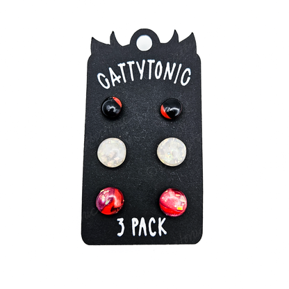 3 Pack Stud Earrings - Clay and Stainless Steel