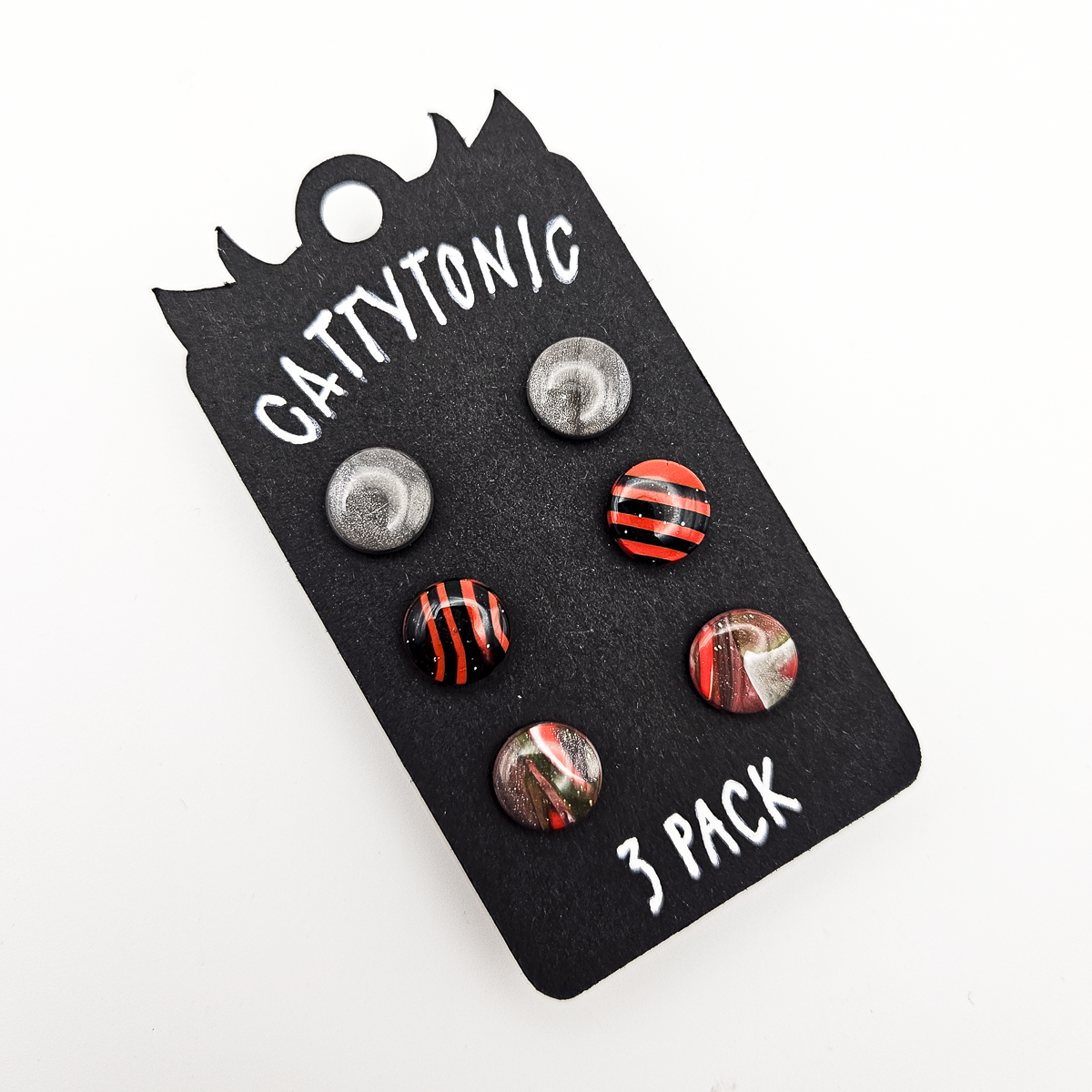 3 Pack Stud Earrings - Clay and Stainless Steel