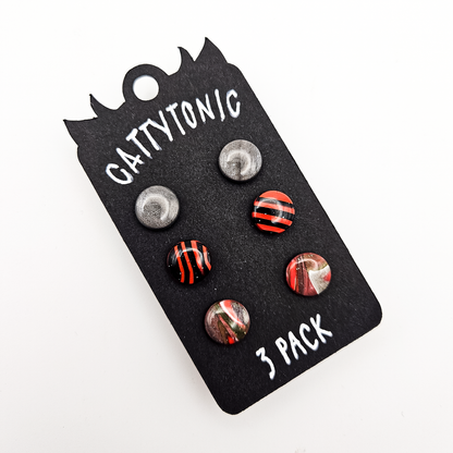 3 Pack Stud Earrings - Clay and Stainless Steel
