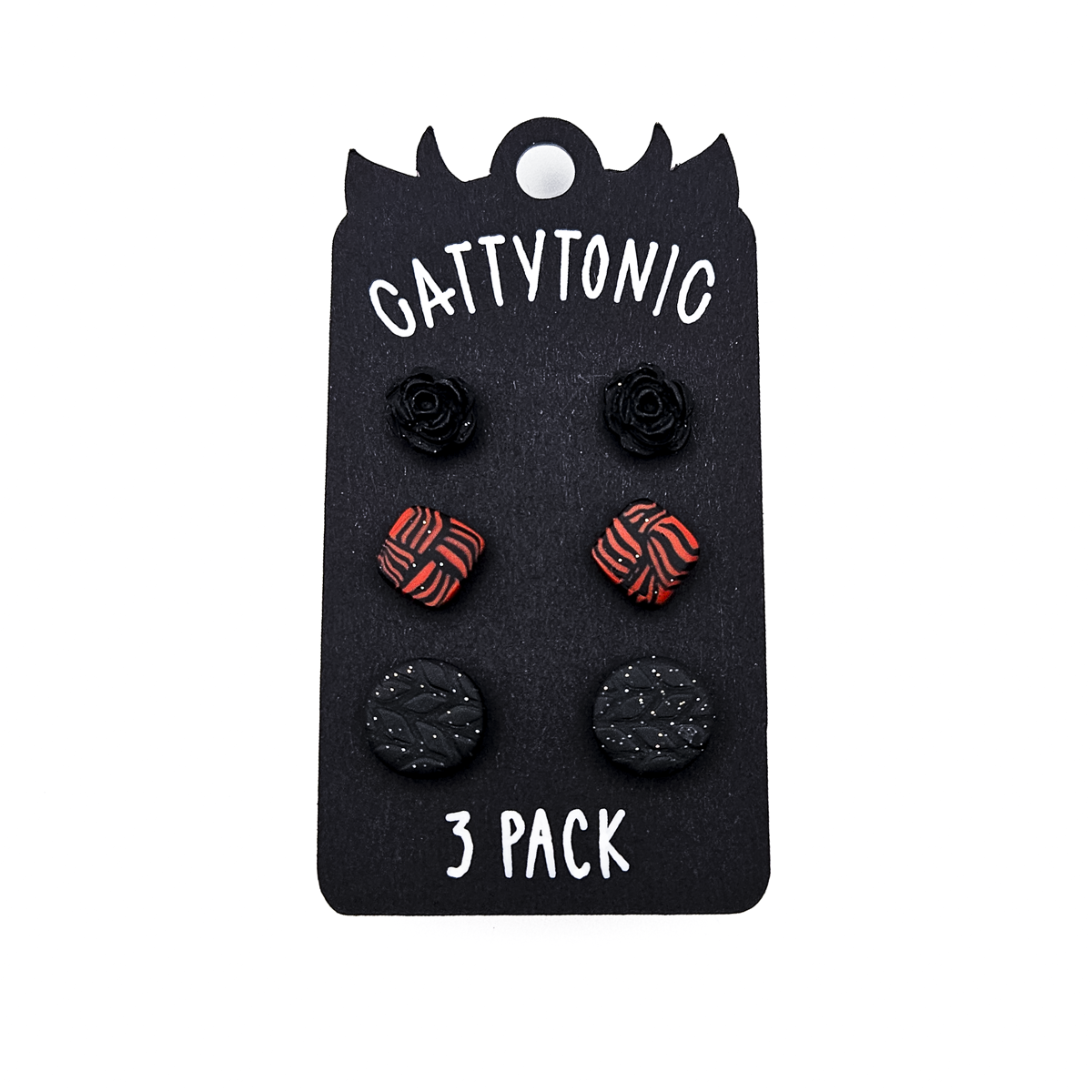 3 Pack Stud Earrings - Clay and Stainless Steel