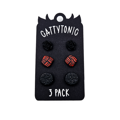 3 Pack Stud Earrings - Clay and Stainless Steel