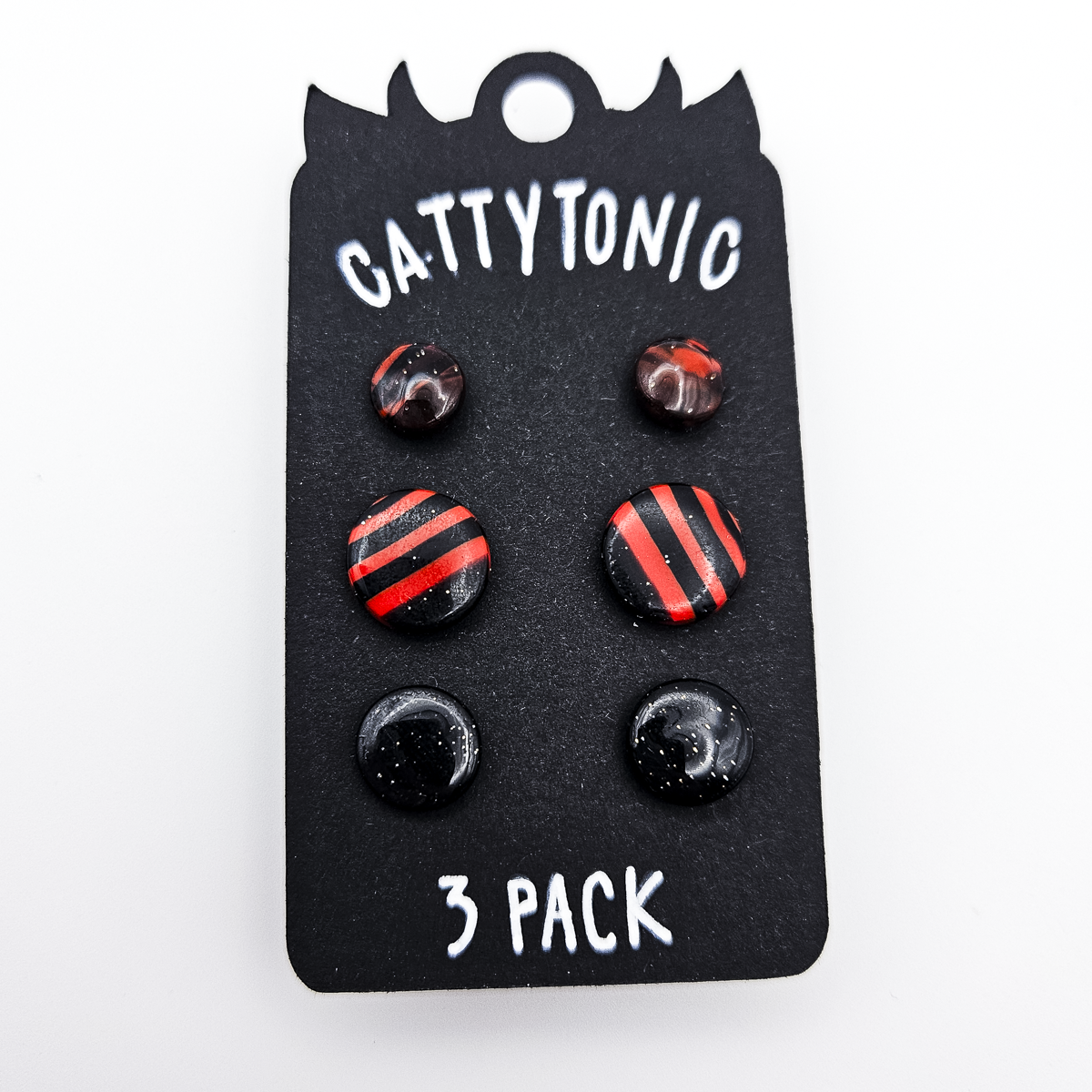 3 Pack Stud Earrings - Clay and Stainless Steel