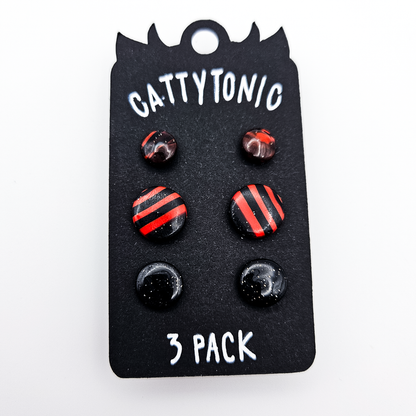 3 Pack Stud Earrings - Clay and Stainless Steel