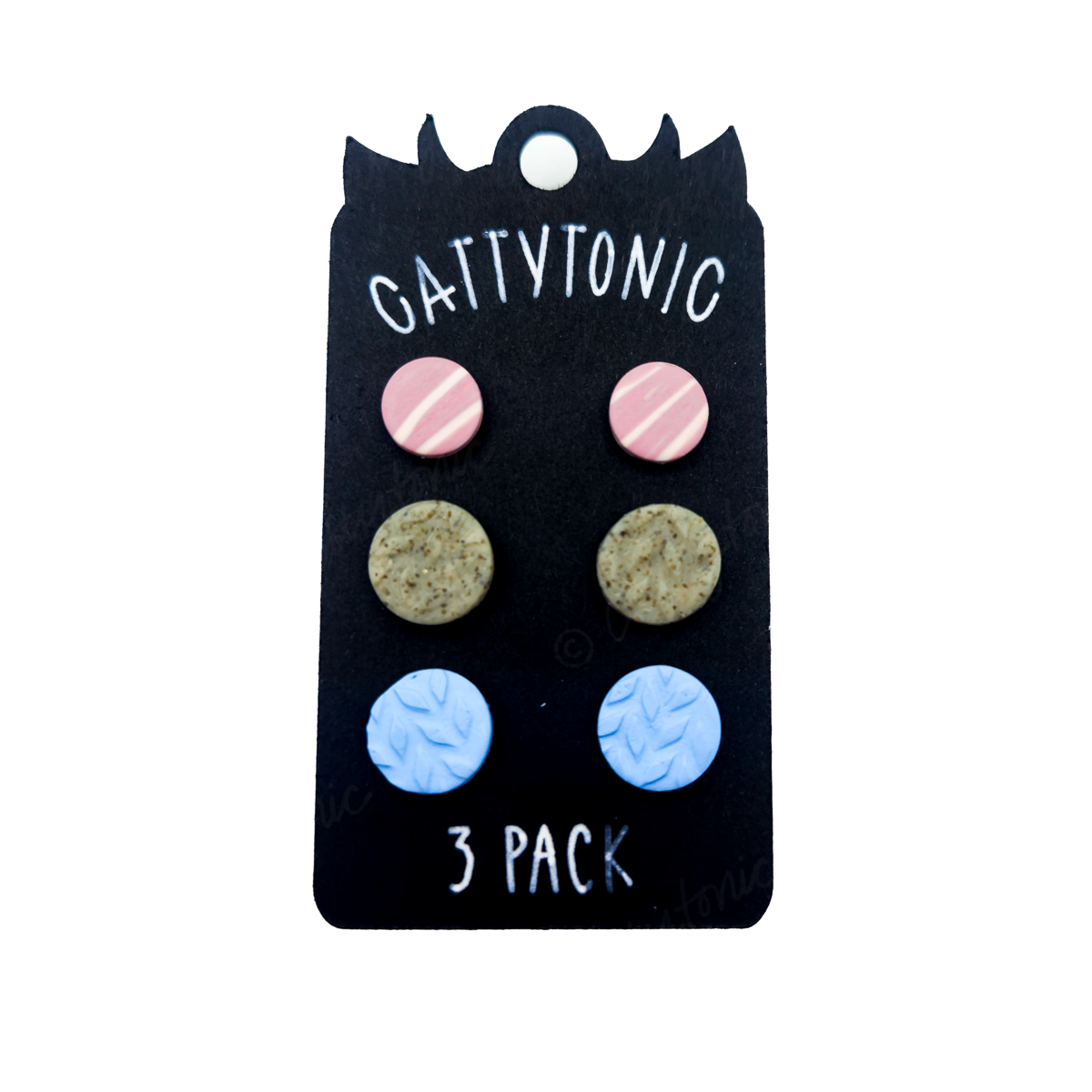 3 Pack Stud Earrings - Clay and Stainless Steel