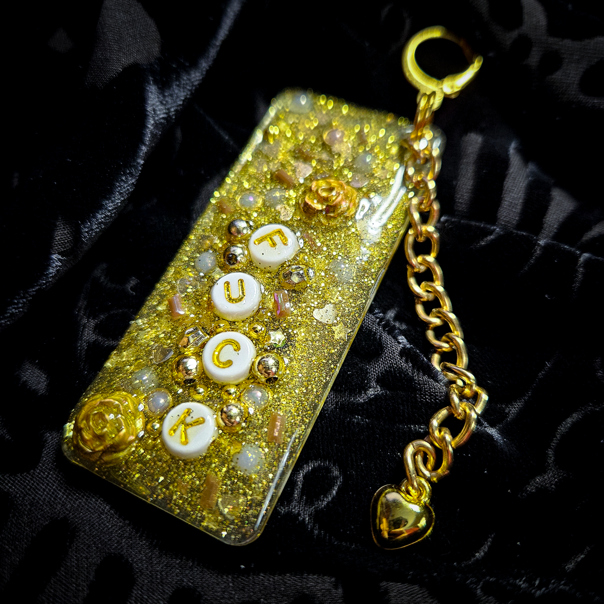 Golden F*CK Upcycled Junk Keychain