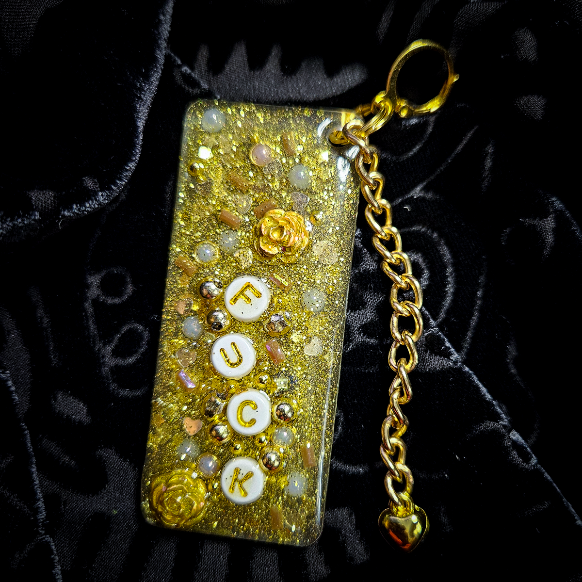 Golden F*CK Upcycled Junk Keychain