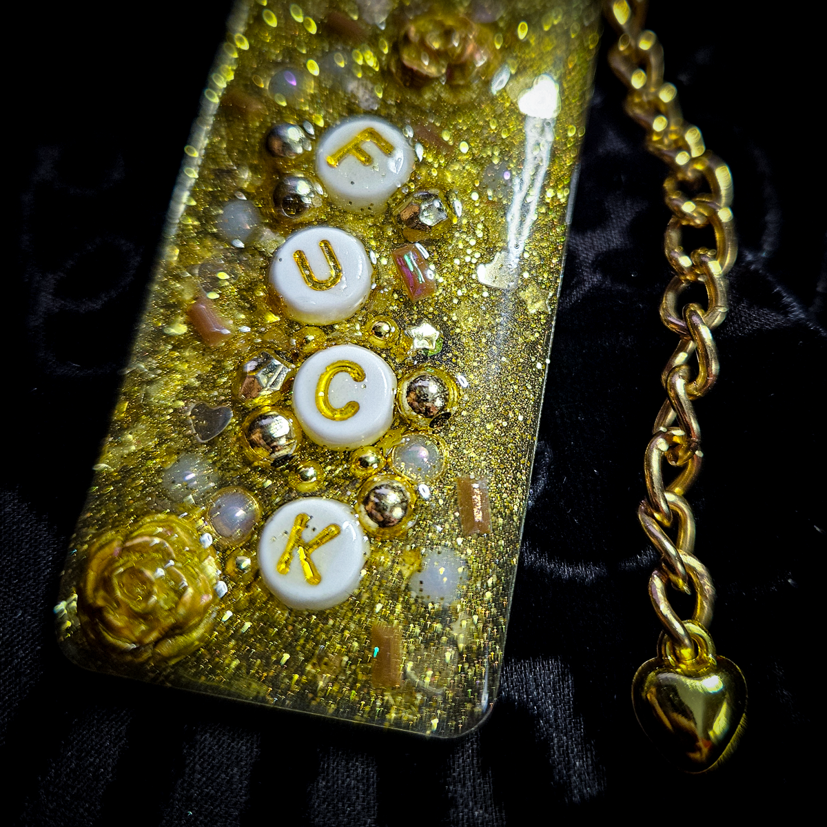 Golden F*CK Upcycled Junk Keychain