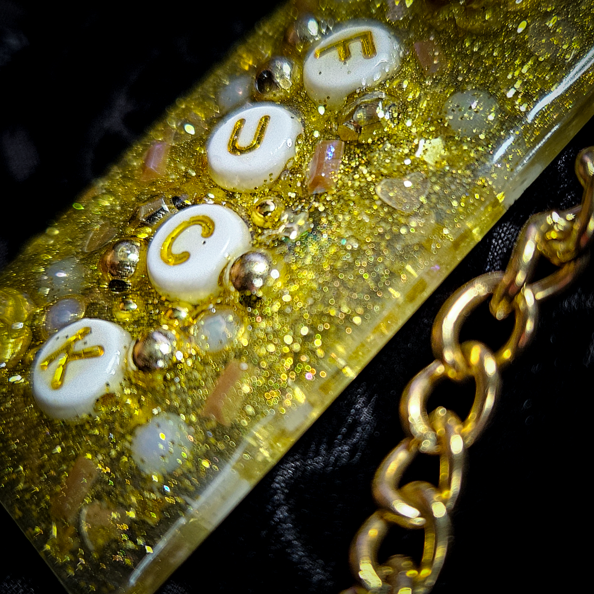 Golden F*CK Upcycled Junk Keychain
