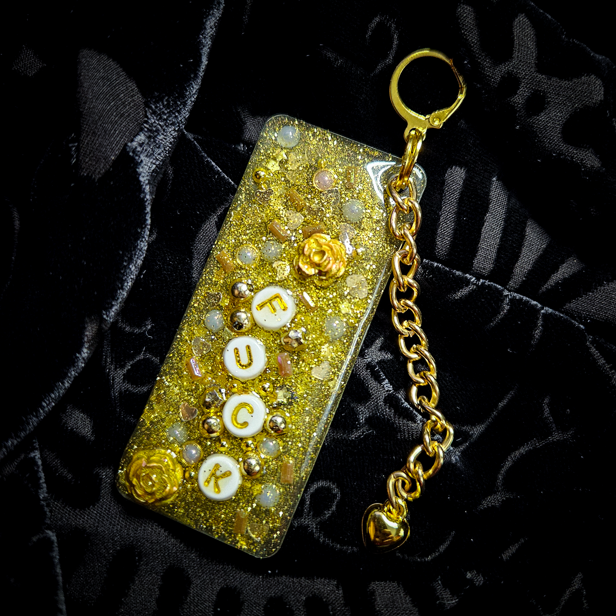 Golden F*CK Upcycled Junk Keychain