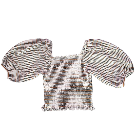 LOFT Striped Smocked Top - Women's Size S