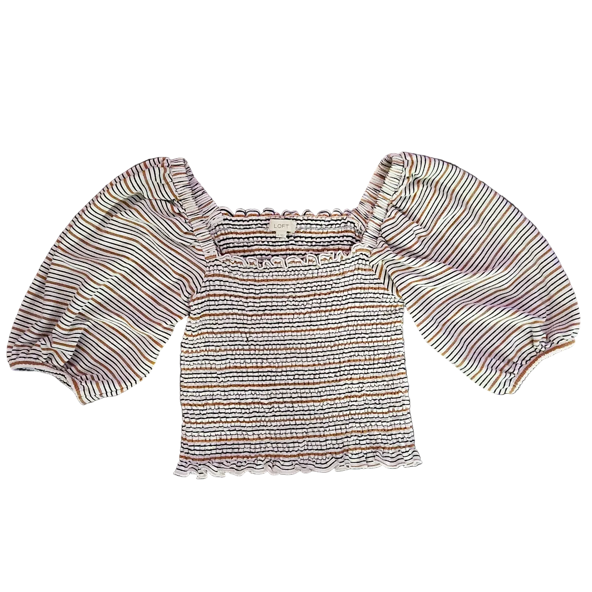 LOFT Striped Smocked Top - Women's Size S