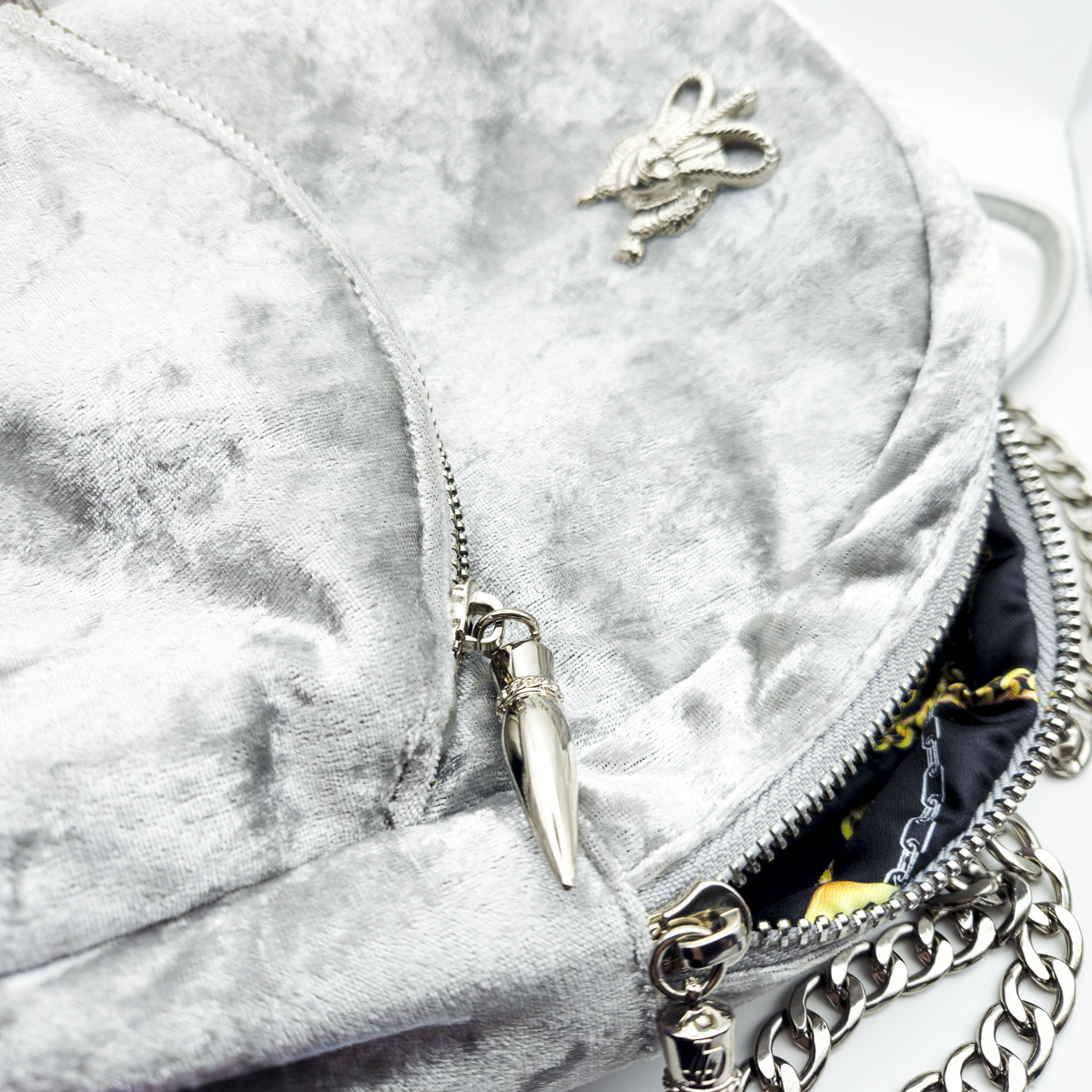 Laurel DeWitt Silver Crushed Velvet Mini Backpack