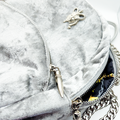 Laurel DeWitt Silver Crushed Velvet Mini Backpack