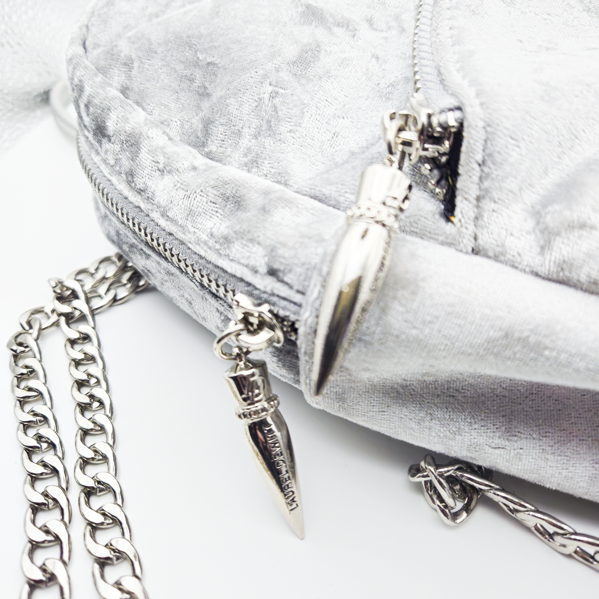 Laurel DeWitt Silver Crushed Velvet Mini Backpack