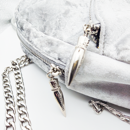 Laurel DeWitt Silver Crushed Velvet Mini Backpack
