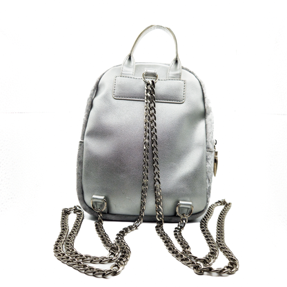 Laurel DeWitt Silver Crushed Velvet Mini Backpack