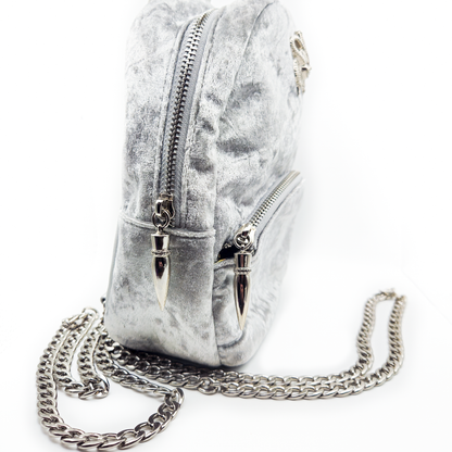 Laurel DeWitt Silver Crushed Velvet Mini Backpack