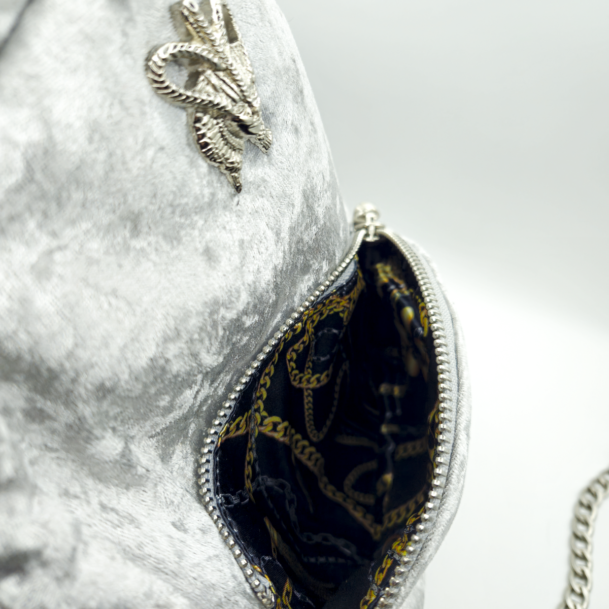 Laurel DeWitt Silver Crushed Velvet Mini Backpack