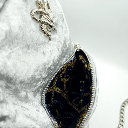 Laurel DeWitt Silver Crushed Velvet Mini Backpack