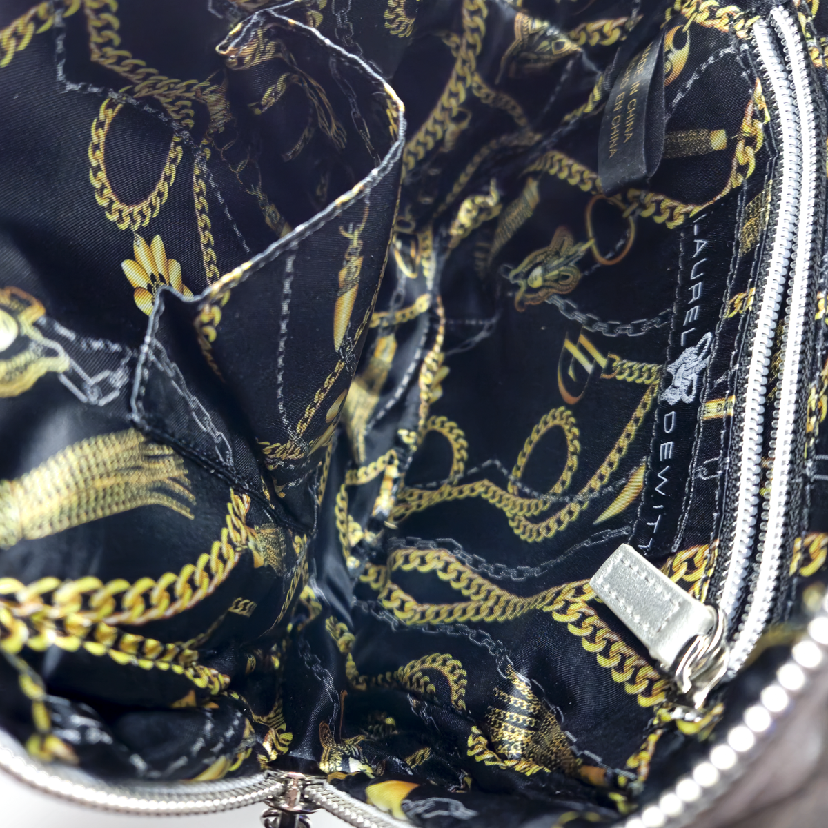 Laurel DeWitt Silver Crushed Velvet Mini Backpack